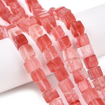 Cherry Quartz Glass Beads Strands G-T139-8x8-37A-1