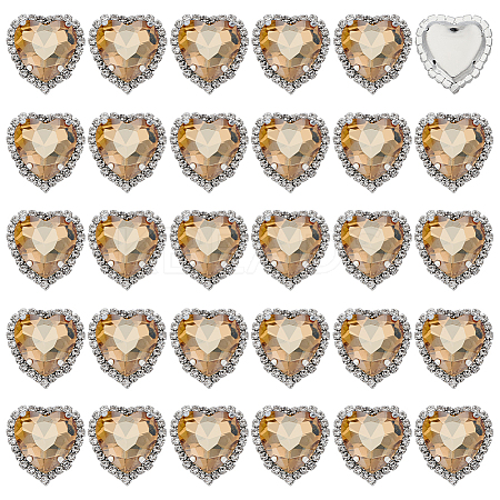 30Pcs Brass with Glass Sew on Rhinestone FIND-FG0004-73B-1
