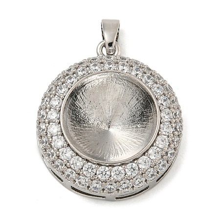 Brass Micro Pave Clear Cubic Zirconia Pendants KK-N254-118P-02-1