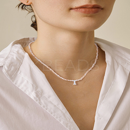 1Pc Glass Rondelle Beaded Necklaces NJEW-LP0007-23I-1