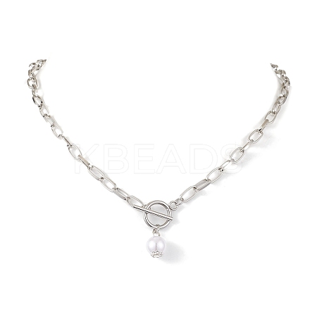 Imitation Pearl Beads Pendant Necklaces NJEW-JN04732-02-1