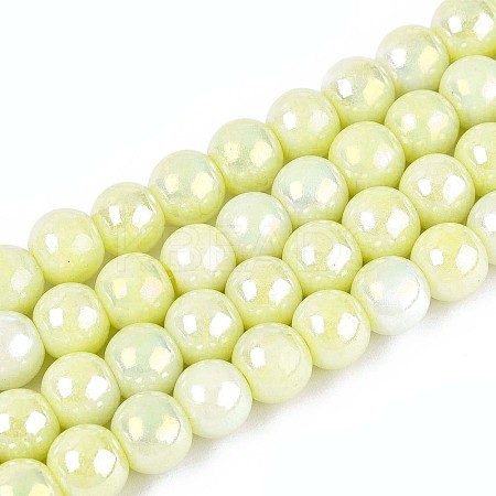Electroplate Opaque Glass Beads Strands EGLA-T026-8mm-05D-1