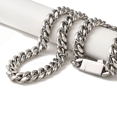 Non-Tarnish 304 Stainless Steel Curb Necklaces NJEW-Q337-04D-P-1