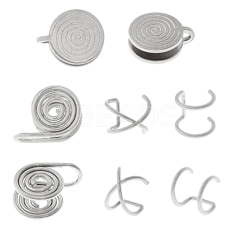 8Pcs 4 Styles Stainless Steel Cuff Earrings EJEW-HS0001-10P-1