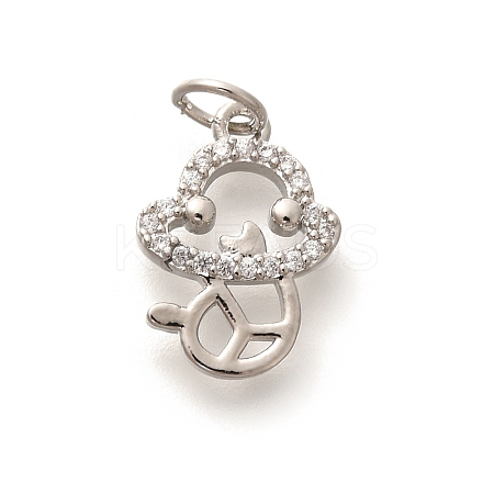 Rack Plating Brass Micro Pave Cubic Zirconia Pendants KK-H508-28P-09-1