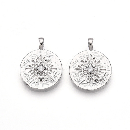 Brass Micro Pave Cubic Zirconia Pendants ZIRC-T016-19P-1