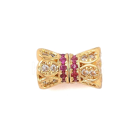 Rack Plating Brass Micro Pave Clear Cubic Zirconia Screw Clasps KK-S384-24G-01-1