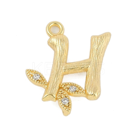 Brass Crystal Rhinestone Letter Links Connector Charms KK-S395-06G-H-1