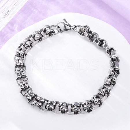 201 Stainless Steel Byzantine Chain Bracelets BJEW-B078-155P-1