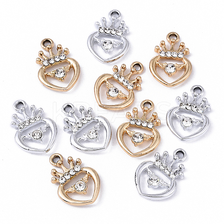 10Pcs 2 Colors Alloy Rhinestone Pendants ALRI-YW0001-28-1