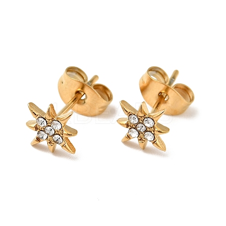 Rhinestone Flower Stud Earrings with 316 Surgical Stainless Steel Pins EJEW-A081-10G-04-1