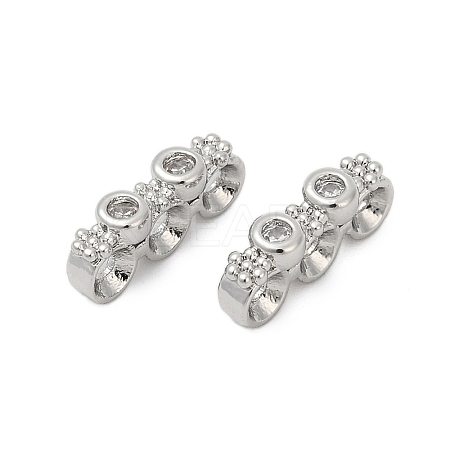Brass Micro Pave Clear Cubic Zirconia Spacer Bars KK-P302-21B-P-1