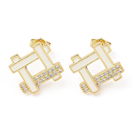 Hollow Rhombus Real 18K Gold Plated Brass Stud Earrings EJEW-L269-102G-02-1