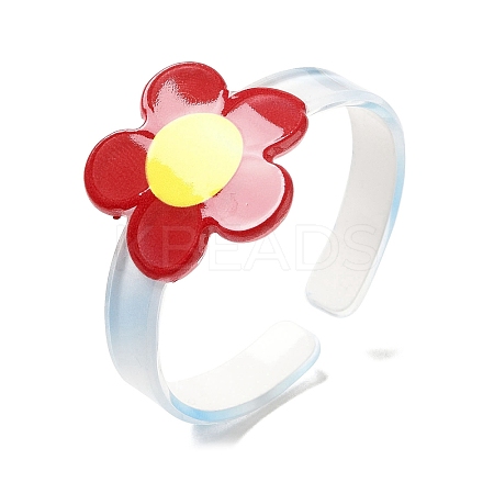 Flower Resin Cuff Bangle for Children BJEW-Q774-01D-1