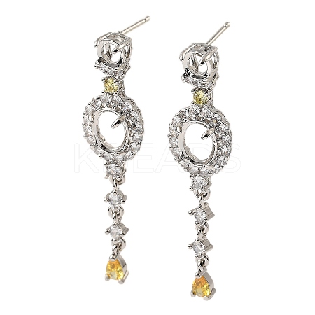 Rack Plating Brass with Cubic Zirconia Stud Earrings Finding KK-Z085-11P-1