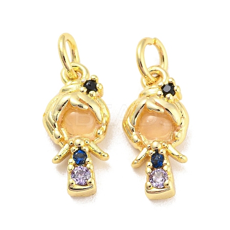 Rack Plating Brass Cubic Zirconia Charms for Women KK-Q798-01J-G-1