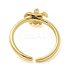 Rack Plating Brass Sea Turtle Open Cuff Rings for Women LS-RJEW-C081-02G-3