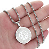 201 Stainless Steel Flat Round with Constantine Cross Pendant Necklaces FS-WG04E5D-02-2