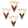 Walnut Wood & Luminous Glow in the Dark Resin Pendants RESI-N039-74-1