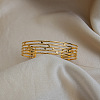Vintage 304 Stainless Steel Layered Striped Open Cuff Bangles for Women XP3828-4