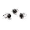 Natural Obsidian Adjustable Rings RJEW-P043-02P-17-1