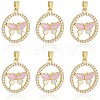6Pcs Brass Micro Pave Cubic Zirconia Enamel Pendants KK-BBC0020-66-5