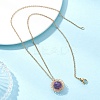 Natural Amethyst & Green Aventurine & Rose Quartz & Lapis Lazuli & Carnelian Copper Wire Wrapped Flower Pendant 304 Stainless Steel Cable Chain Necklaces for Women NJEW-JN05616-7