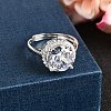 Adjustable 925 Sterling Silver Micro Pave Cubic Zirconia Cuff Rings for Women RJEW-F183-01B-01-2