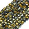 Dyed Natural Yellow & Blue Tiger Eye Beads Strands G-K389-A26-01-1