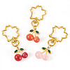 3Pcs Cherry Resin Rhinestone & Glitter Powder Pendants Decoration HJEW-TAC0092-3