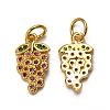 Autumn Theme Brass Micro Pave Cubic Zirconia Charms ZIRC-L093-22G-2
