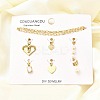 Cubic Zirconia & Shell Pearl Heart Round Pendant & Necklaces & Bracelets Sets SJEW-Q002-02G-1