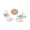 Shell Pearl & Glass & Starfish Cluster Dangle Earrings EJEW-TA00208-4