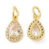 Rack Plating Brass Micro Pave Clear Cubic Zirconia Charms X-KK-Z026-10G-1