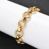 304 Stainless Steel Flat Round Link Chain Bracelets for Women BJEW-R021-08G-1