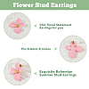 8 Pairs 8 Colors Steel Flower Stud Earrings Set with Alloy Pins for Women EJEW-FI0001-58-4