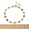 304 Stainless Steel Flat Round Acrylic Rhinestone Cup Chain Anklets for Women LS-AJEW-B031-02G-02-5