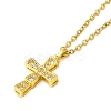 304 Stainless Steel Cubic Zirconia Pendant Necklaces NJEW-Q347-01E-1