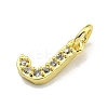 Letter Brass Micro Pave Clear Cubic Zirconia Pendants KK-K354-06G-J-2