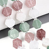 Natural Strawberry Quartz & Rainbow Moonstone & Green Aventurine Beads Strands G-T144-17A-02-1