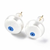 Natural Shell Evil Eye Stud Earrings with Enamel EJEW-G334-06I-1
