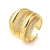 Brass Micro Pave Cubic Zirconia Open Cuff Rings for Women RJEW-A048-16G-1