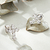 Rhodium Plated 925 Sterling Silver Micro Pave Cubic Zirconia Stud Earrings CN4447-1-4