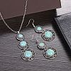 Bohemian Style Alloy & Synthetic Turquoise Pendant Necklaces & Dangle Earrings Sets WG43411-08-1