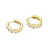 Circle Ring Rack Plating Brass Plastic Pearl Bead Hoop Earrings for Women EJEW-K245-19G-1
