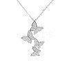 Brass Micro Pave Clear Cubic Zirconia 4 Butterfly Pendant Necklaces for Women FS-WG1F8BB-01-5