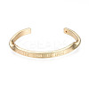 Word The Time is Now Brass Open Cuff Bangle for Women BJEW-S118-137G-1