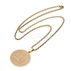 201 Stainless Steel Flat Round Buddhist Meditation Yoga Pendant Necklaces LS-NJEW-K283-33G-2
