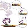 Natural Amethyst with Green Aventurine Chips with Brass Incense Burner Holder DJEW-G027-19RG-01-3
