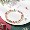 Christmas Handmade Glass Seed & Glass Braided Bead Bracelet BJEW-MZ00249-01-1